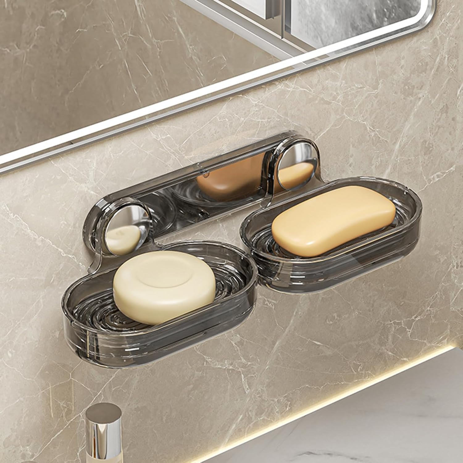 Loyliawa Wall Mount Soap Dish Double Layer Quick Drain