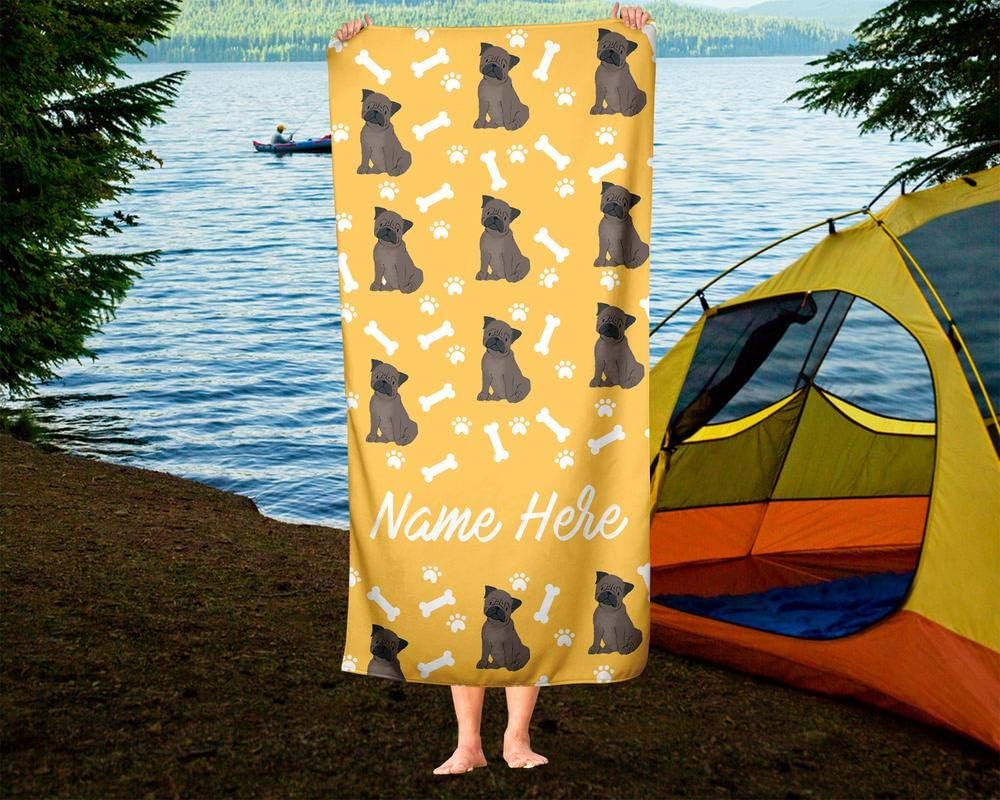 Extra Large Personalized Pet Pug Towel for Kids and Adults