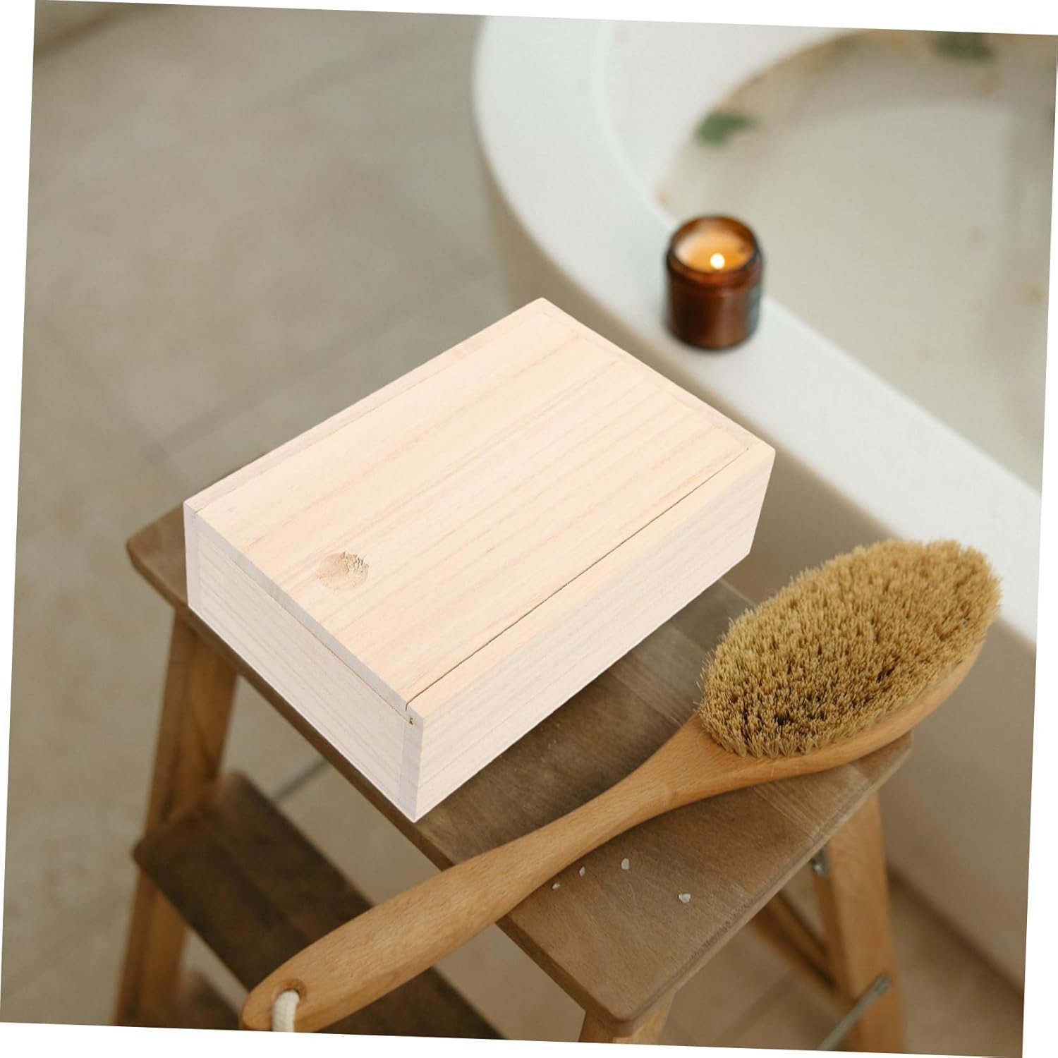 Long-Lasting Natural Paulownia Soap Dish with Lid for Bathroom 1
