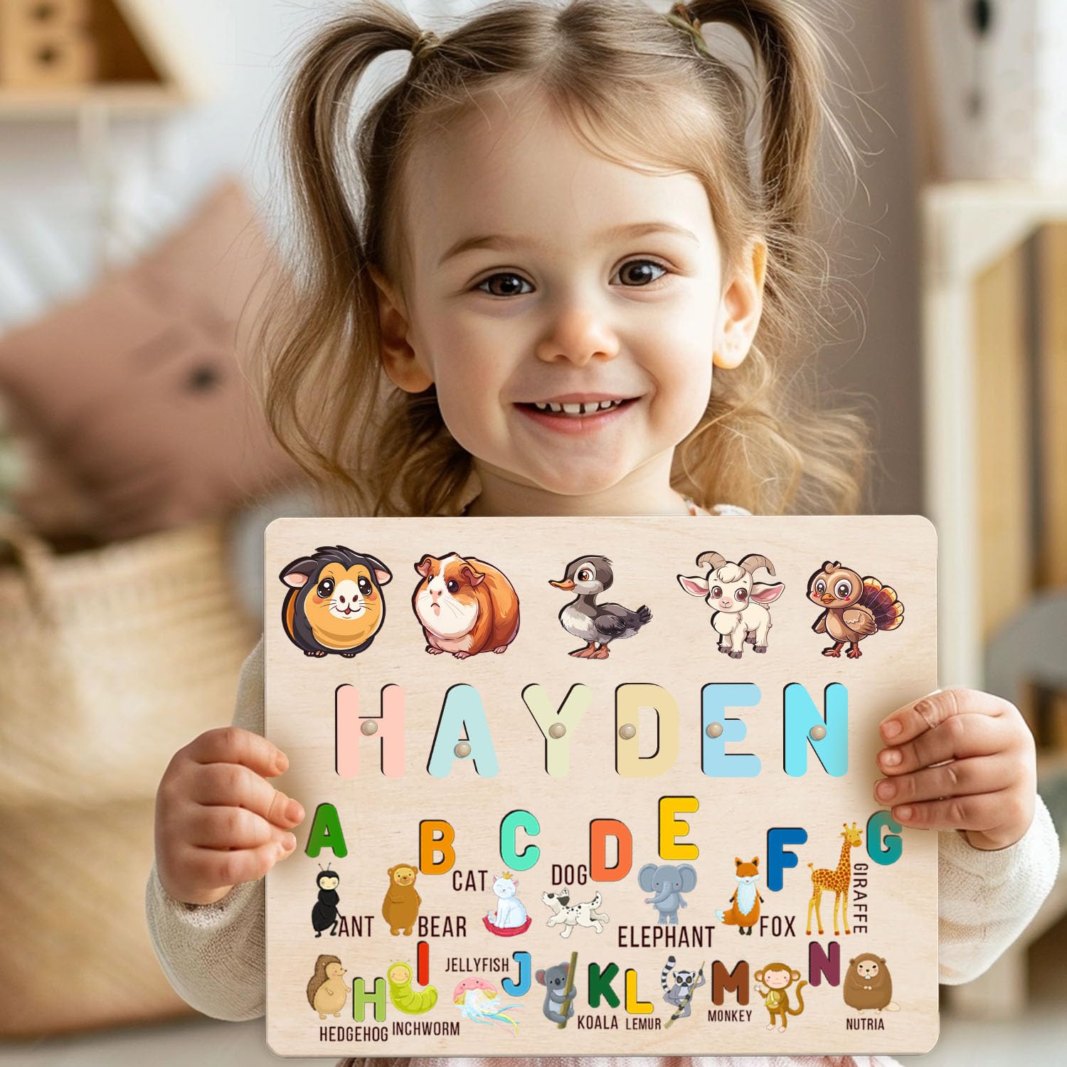 Personalized Wooden Name Puzzle for Toddlers 1-3 1