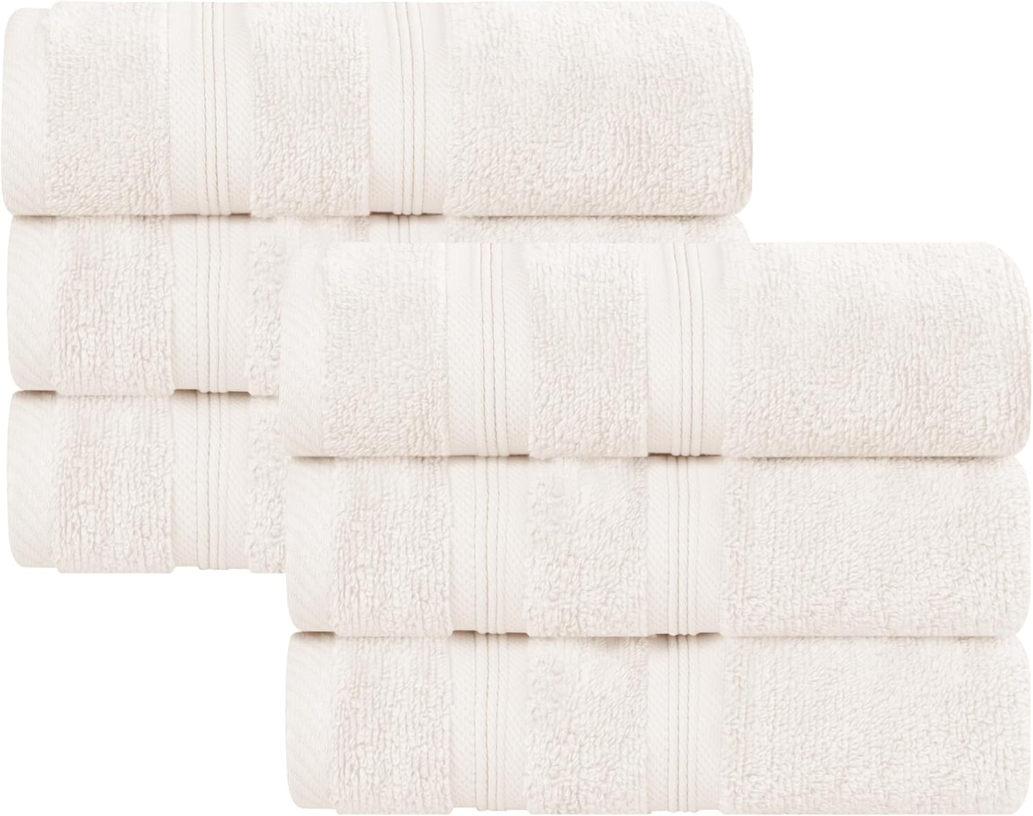 SUPERIOR Cotton Hand Towel Set of 6 Ivory