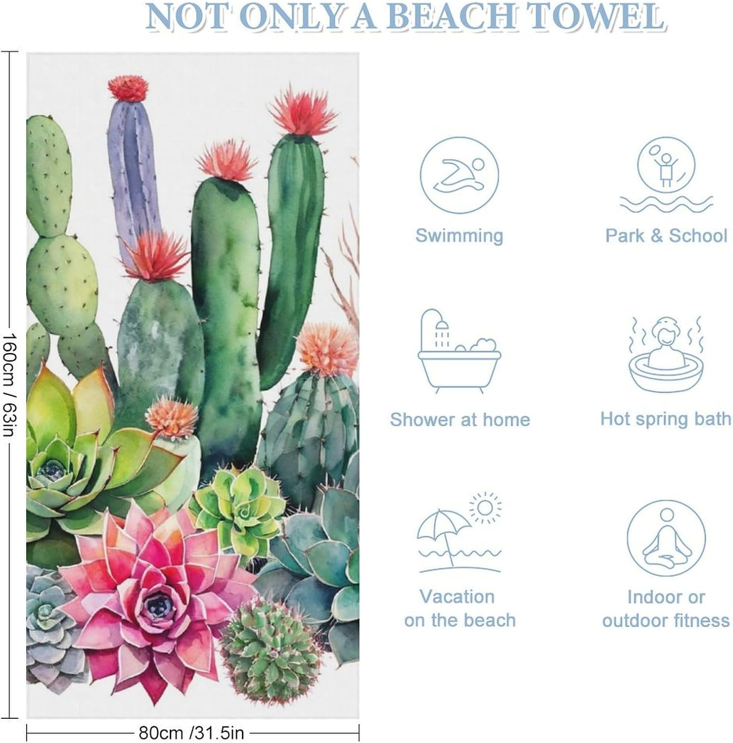 4SEE Premium Double-Sided Velvet Beach Towel - Extra Large 63x315 Inches