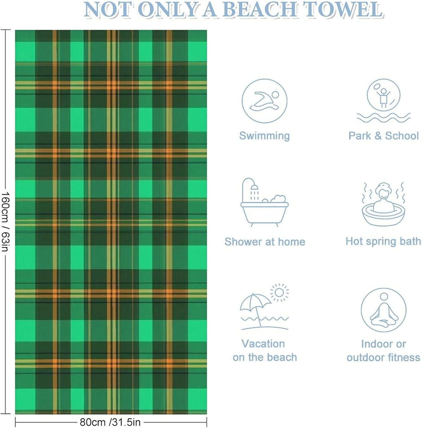 4SEE Extra Large Scottish Plaid Bath Towel for Beach