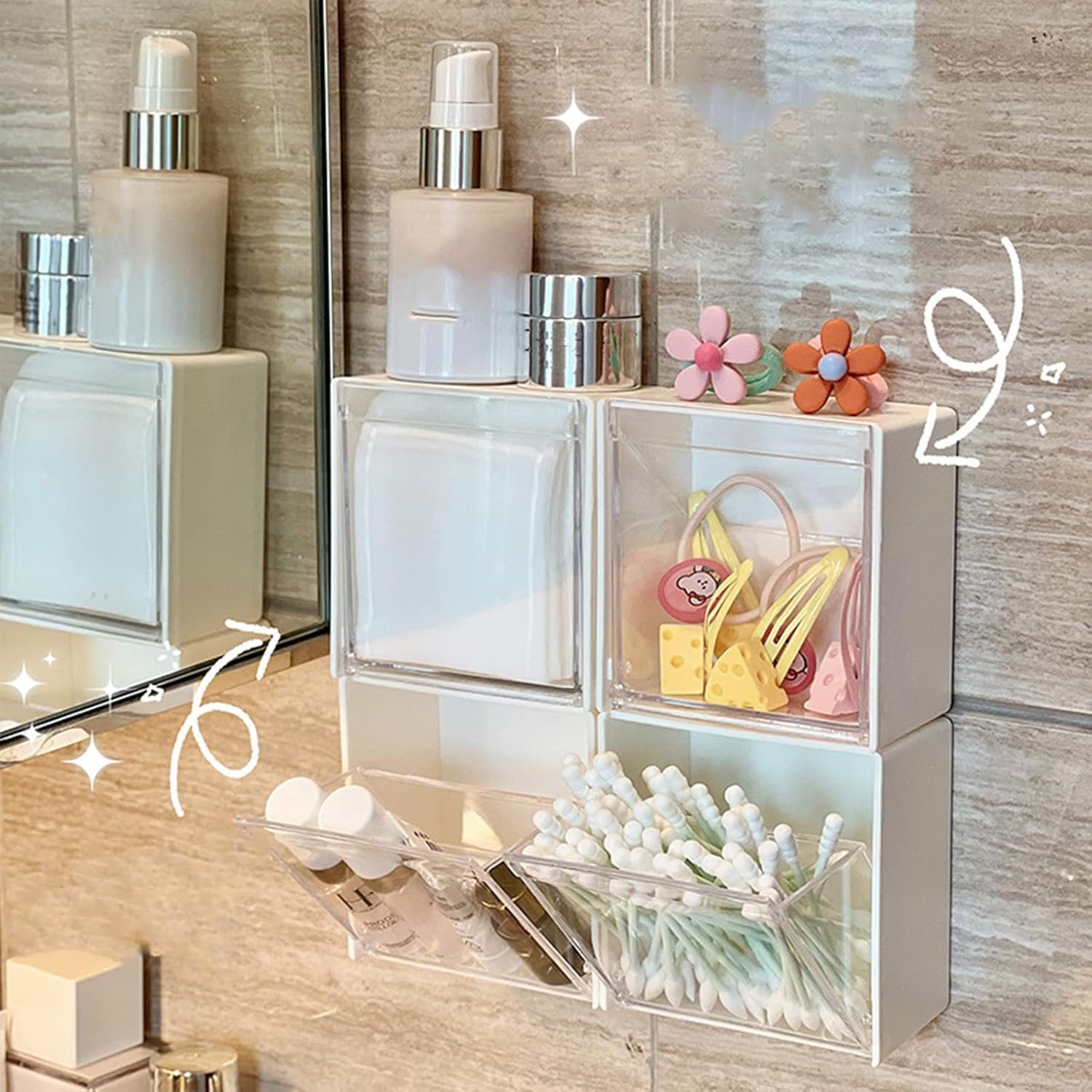 Transparent Wall Mounted Organizer Box Jar with Waterproof Lid