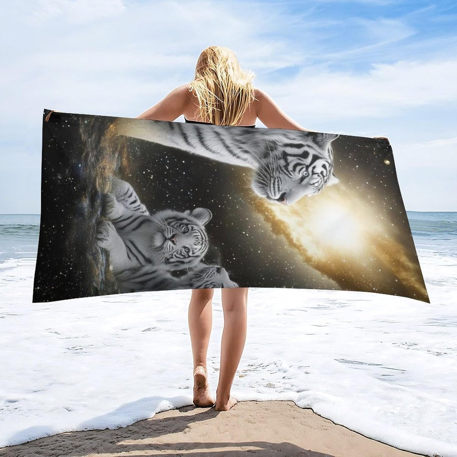 4SEE Oversize Velvet Beach Towel with Galaxy Design