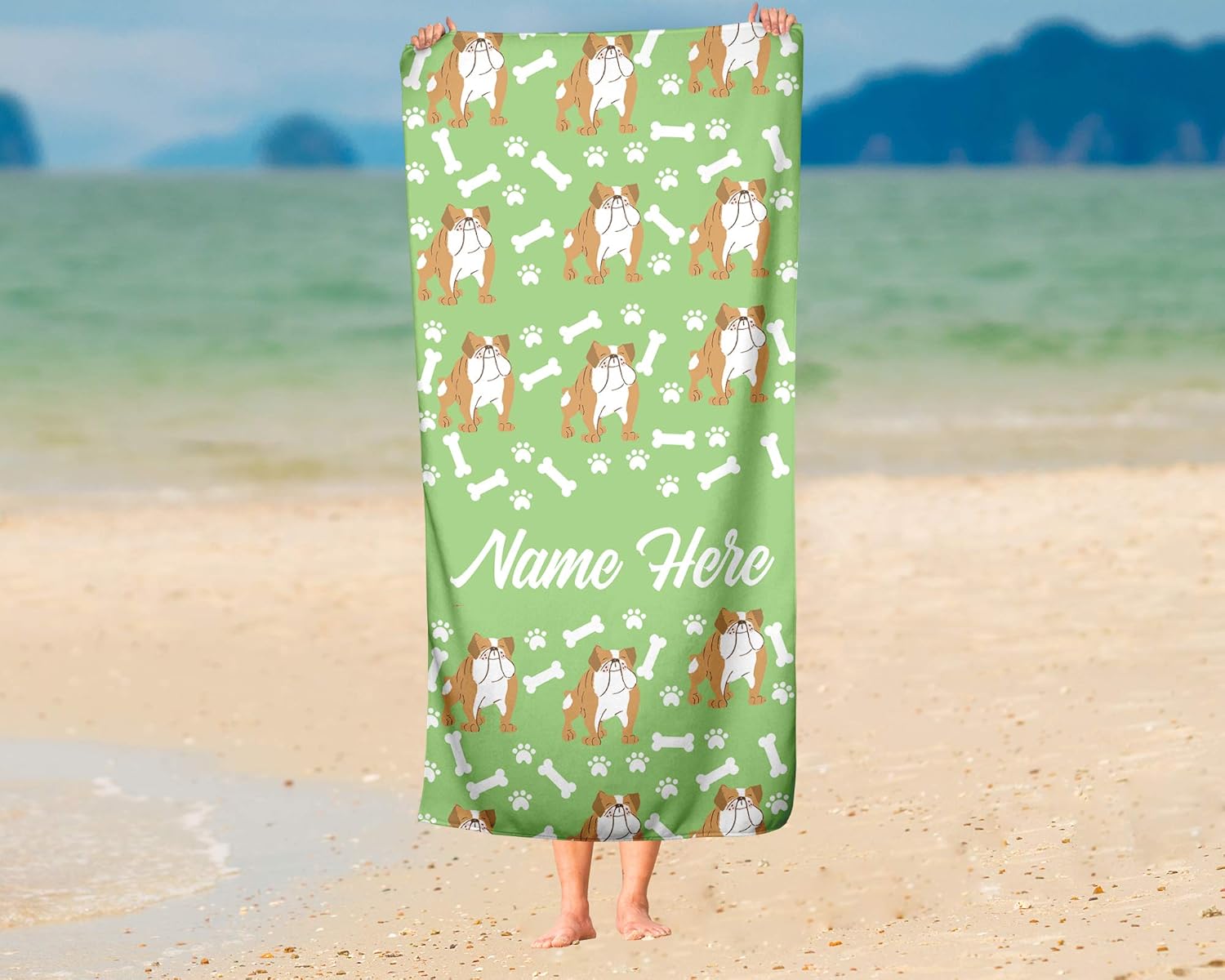 Personalized British Bulldog Beach Bath Towels for Adults Kids