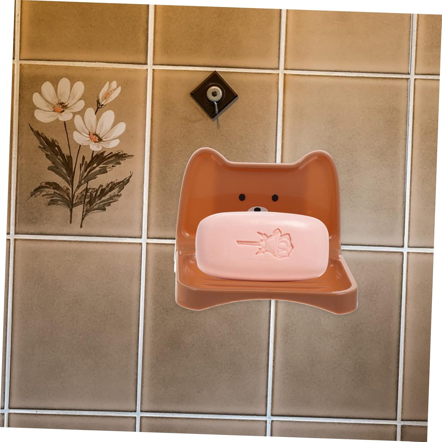 4PCS Cartoon Bear Wall Mounted Soap Racks Suction Cup Holder
