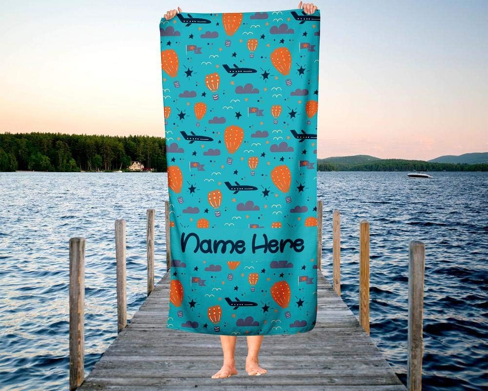 Extra Large Personalized Hot Air Balloon Towel for Kids
