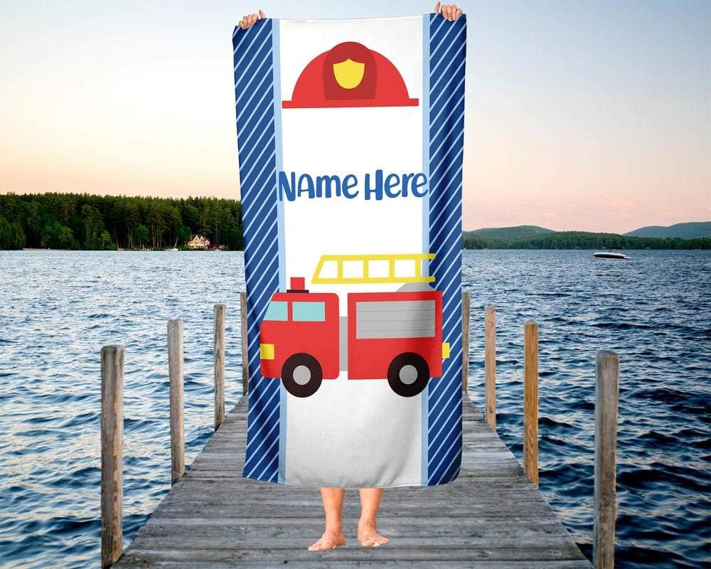 Personalized Corner Kids Beach Towel Police Firetruck Dumptruck Construction
