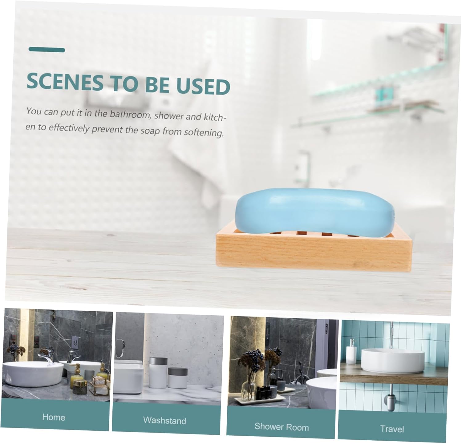 LIFKOME Simple Beech Soap Dish with Drainage