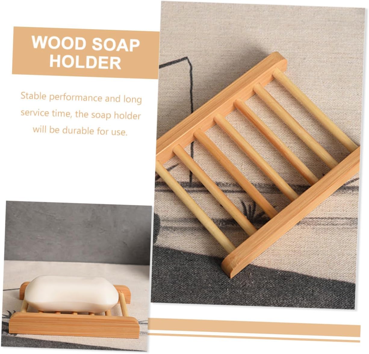 Hemobllo Wooden Soap Holder Natural Design