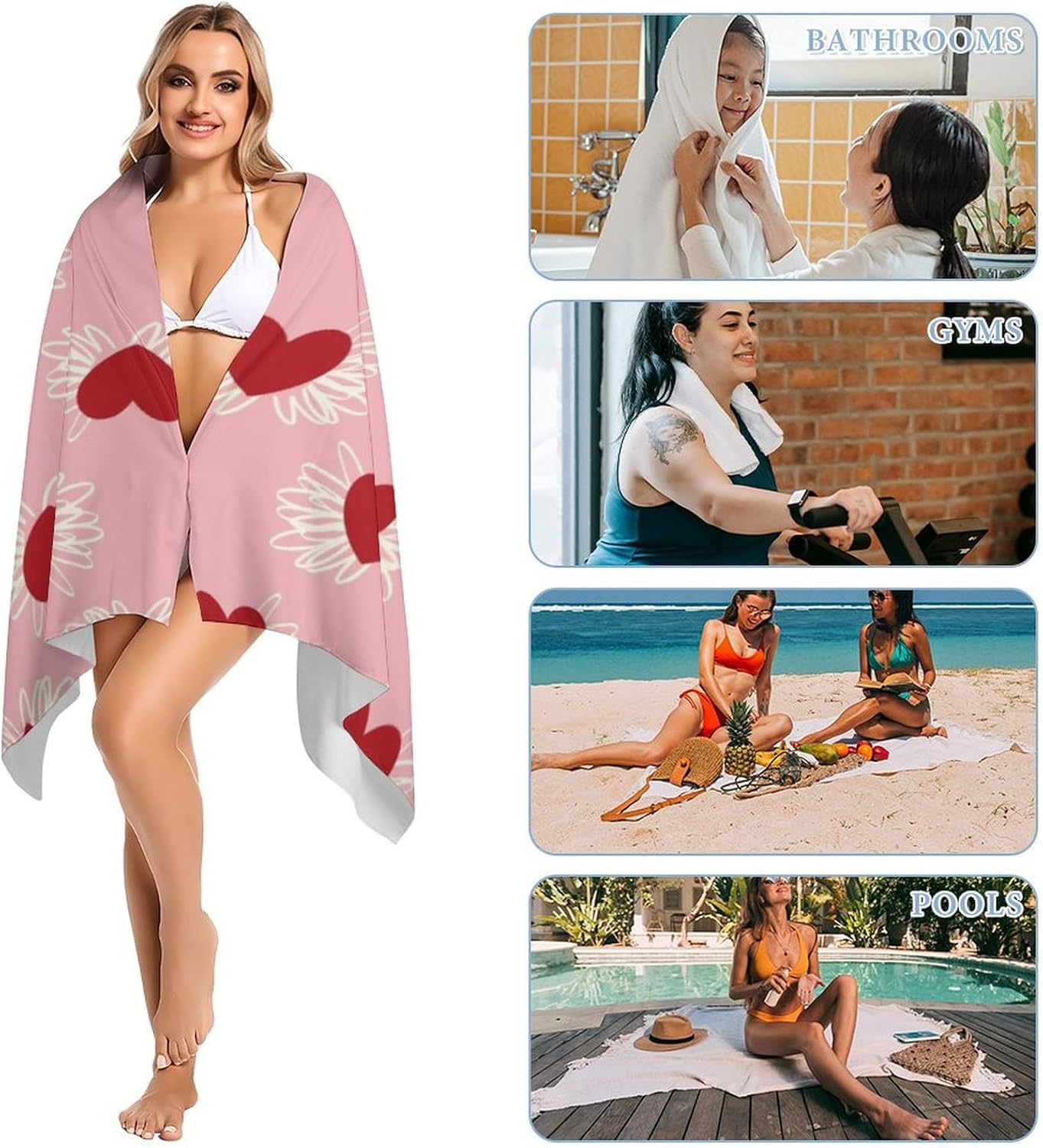 Valentines Day Heart with Wings Fluffy Beach Towel 32x64 Inch
