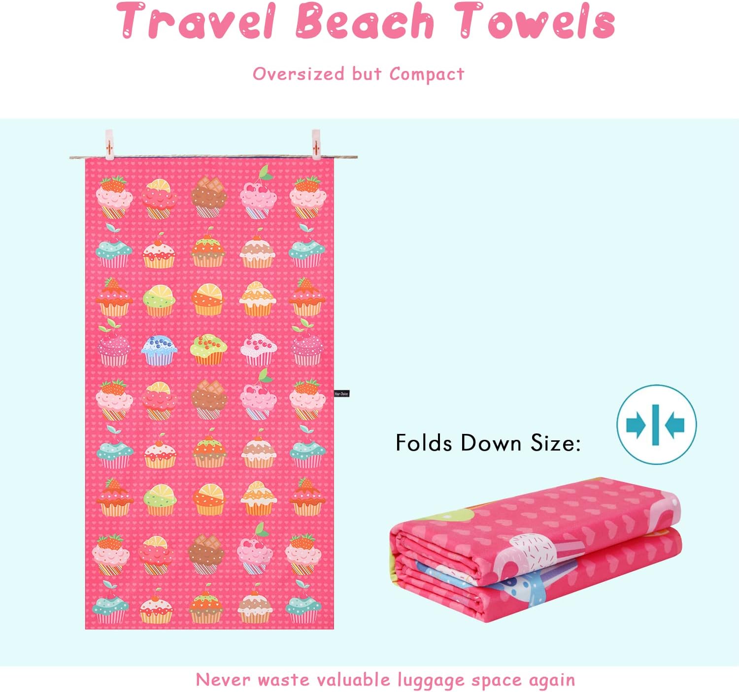 Your Choice Microfiber Beach Towel - Quick Dry Sand Free Compact Travel