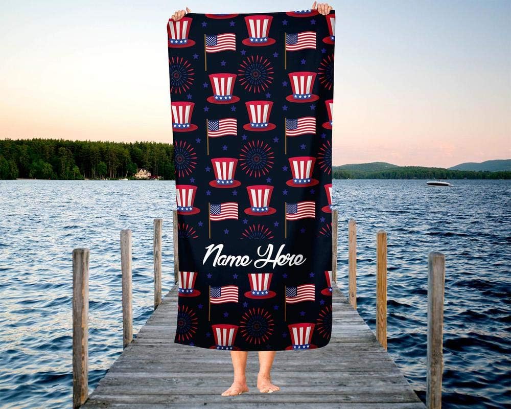 Personalized Corner Extra Large Patriotic Uncle Sam July 4th Towel