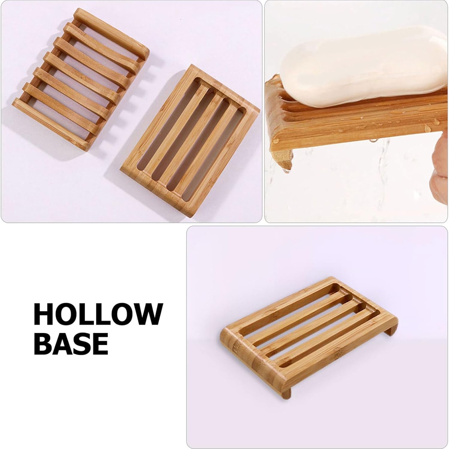 HOOTNEE Travel Soap Dish Bamboo Style Sturdy Holder