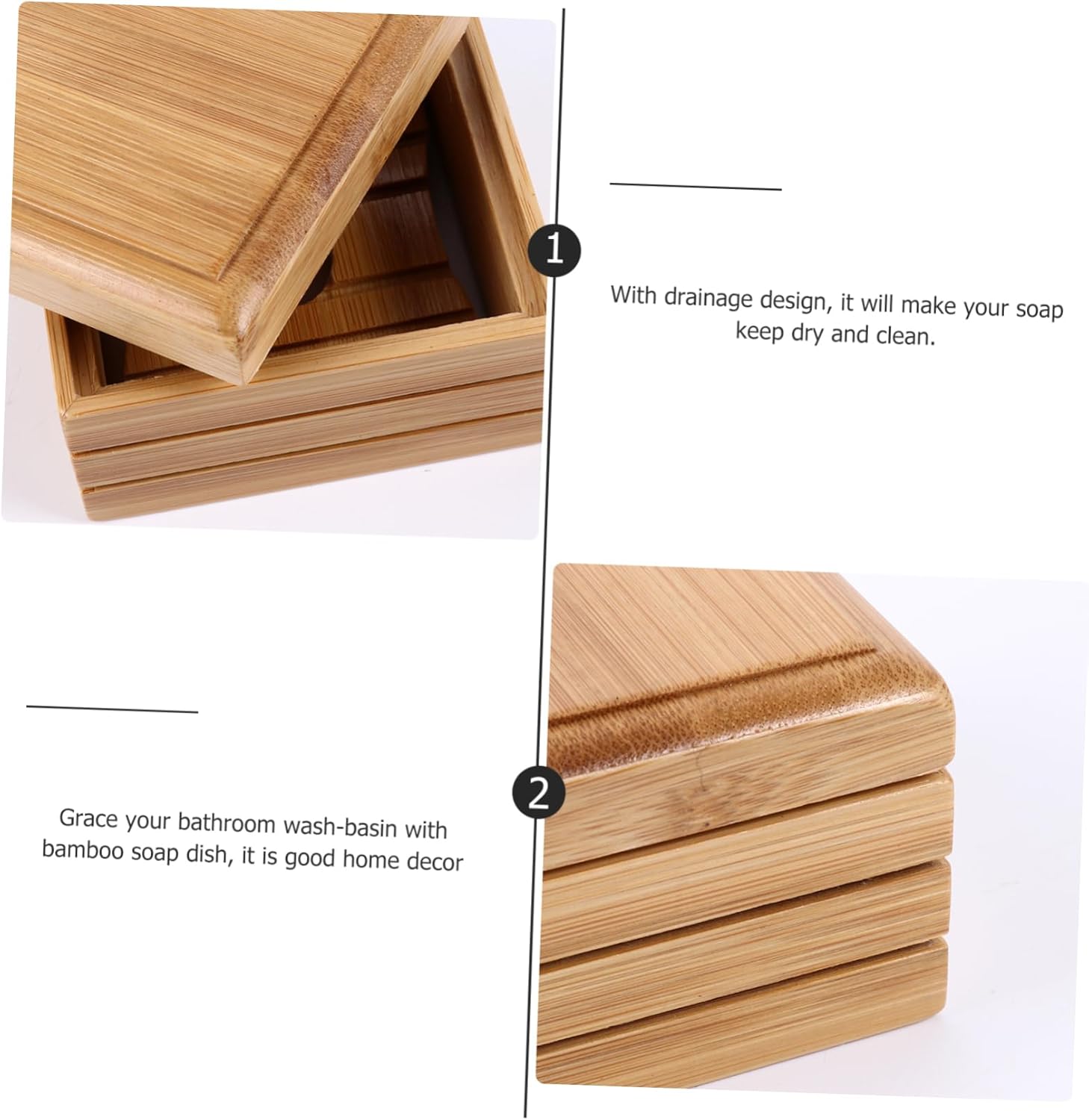 Alipis Wood Soap Dish with Drainage and Lid