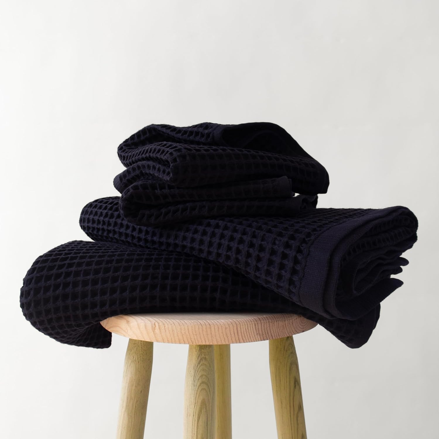 Luxury Waffle Towel Set 4 pcs Black