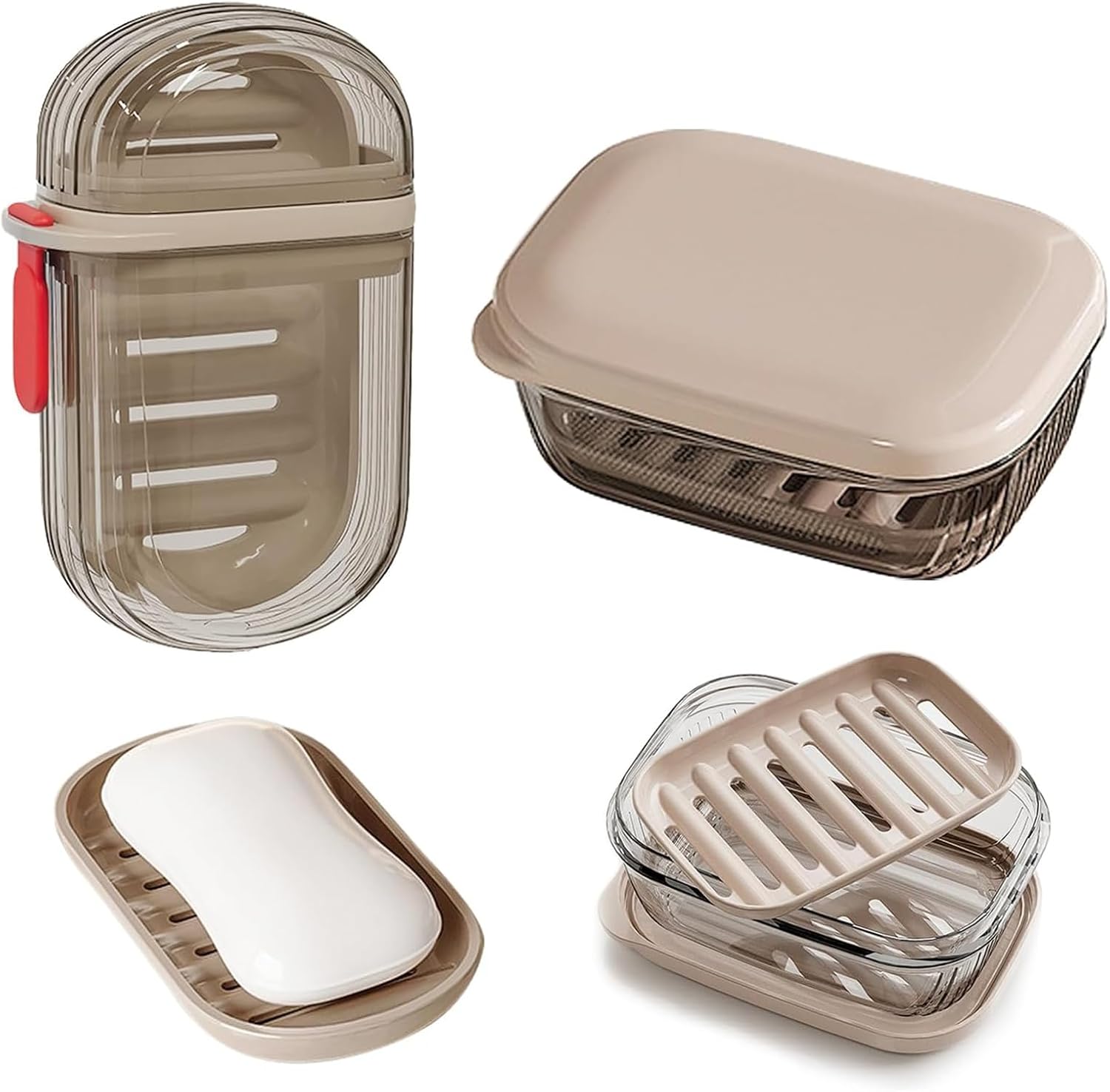 GlitzyStar Soap Dish Holder with Lid Leakproof and Durable Travel Soap Case