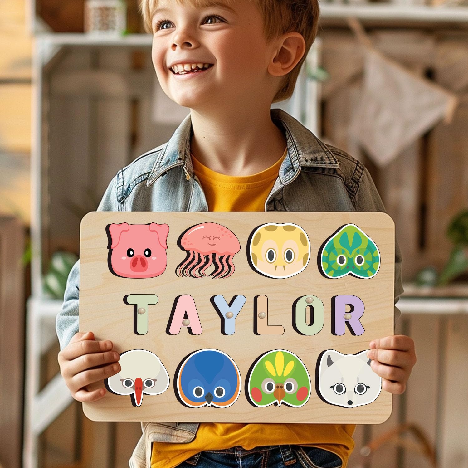Personalized Wooden Name Puzzle For Toddlers 1-3 1