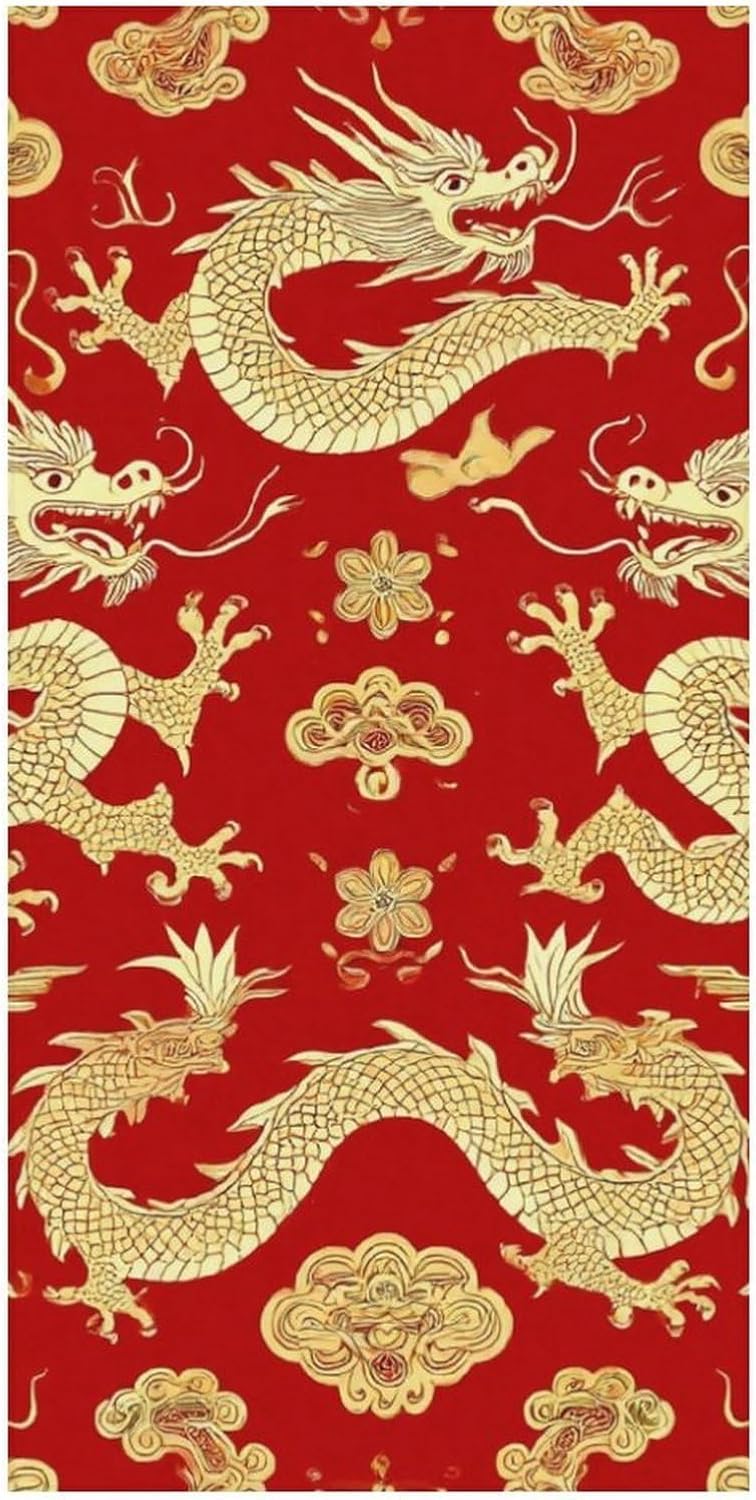 4SEE Super Soft Red Chinese Dragon Floral Beach Towel