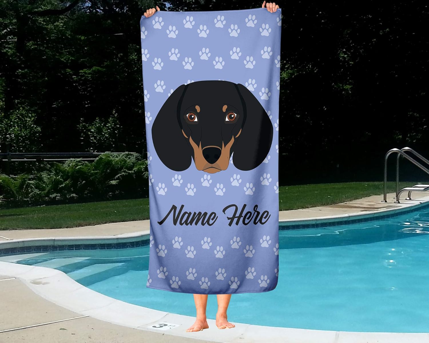 Personalized Dachshund Face Beach and Bath Towels