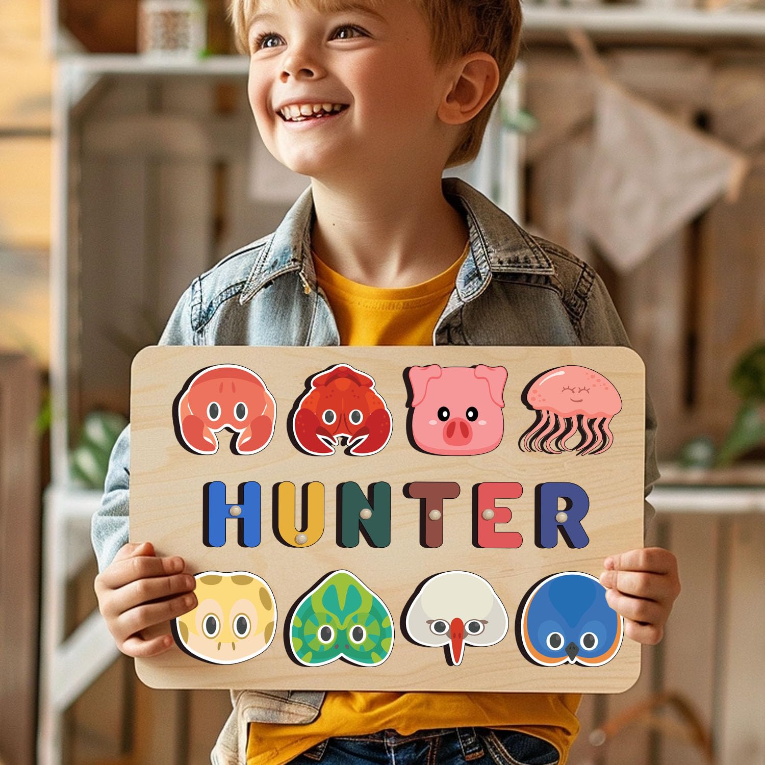 Personalized Wooden Name Puzzle for Toddlers 1-3