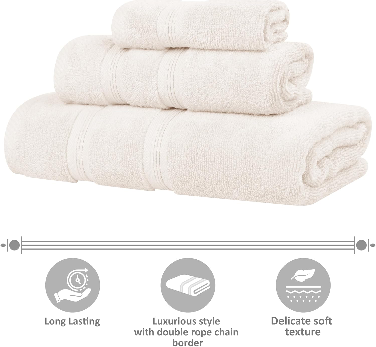 SUPERIOR Cotton Hand Towel Set of 6 Ivory