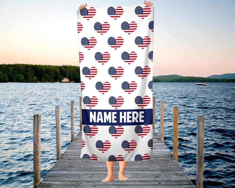 Personalized Corner Extra Large American Heart Pattern Towel