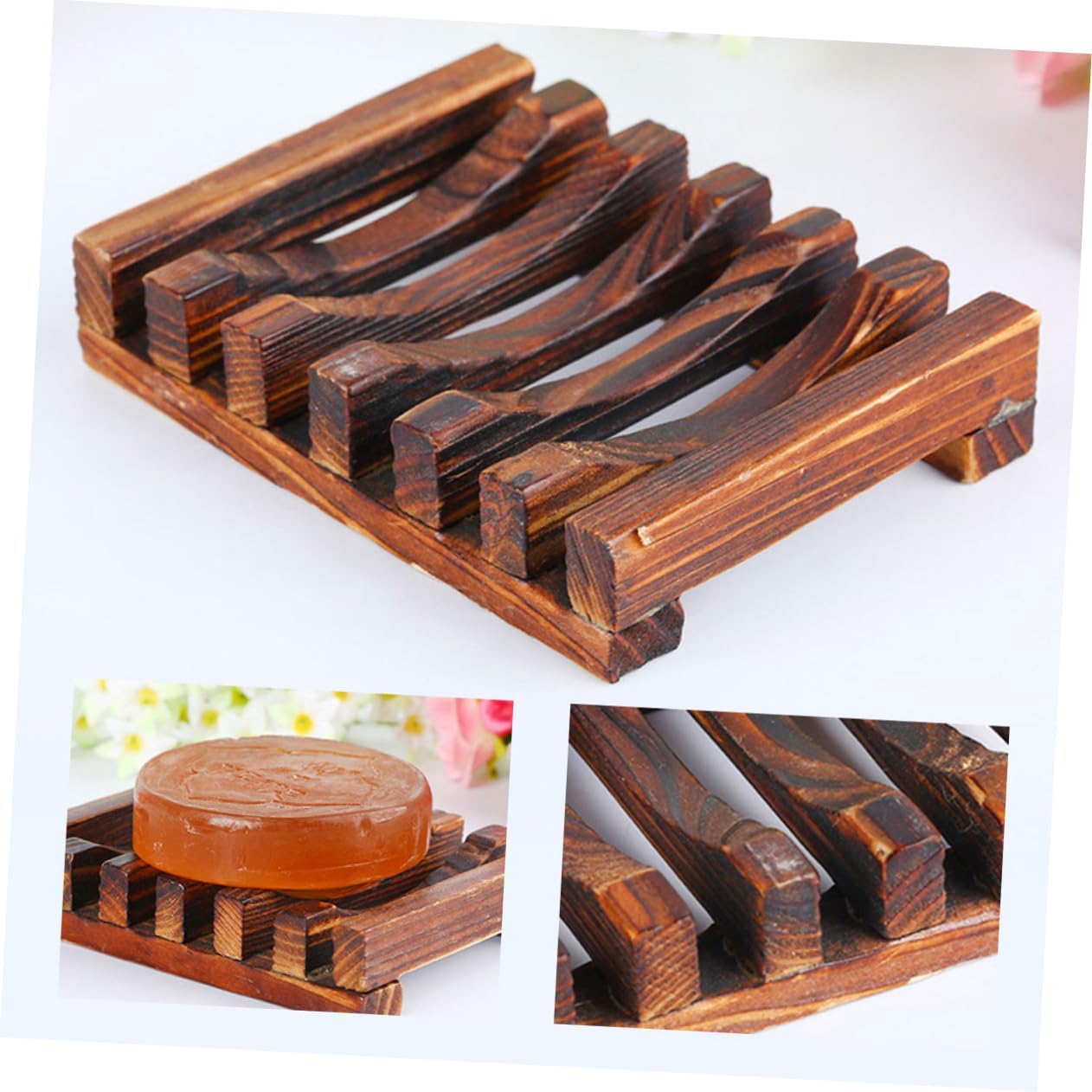 Classic Style Wooden Soap Holder with Drainage Tray