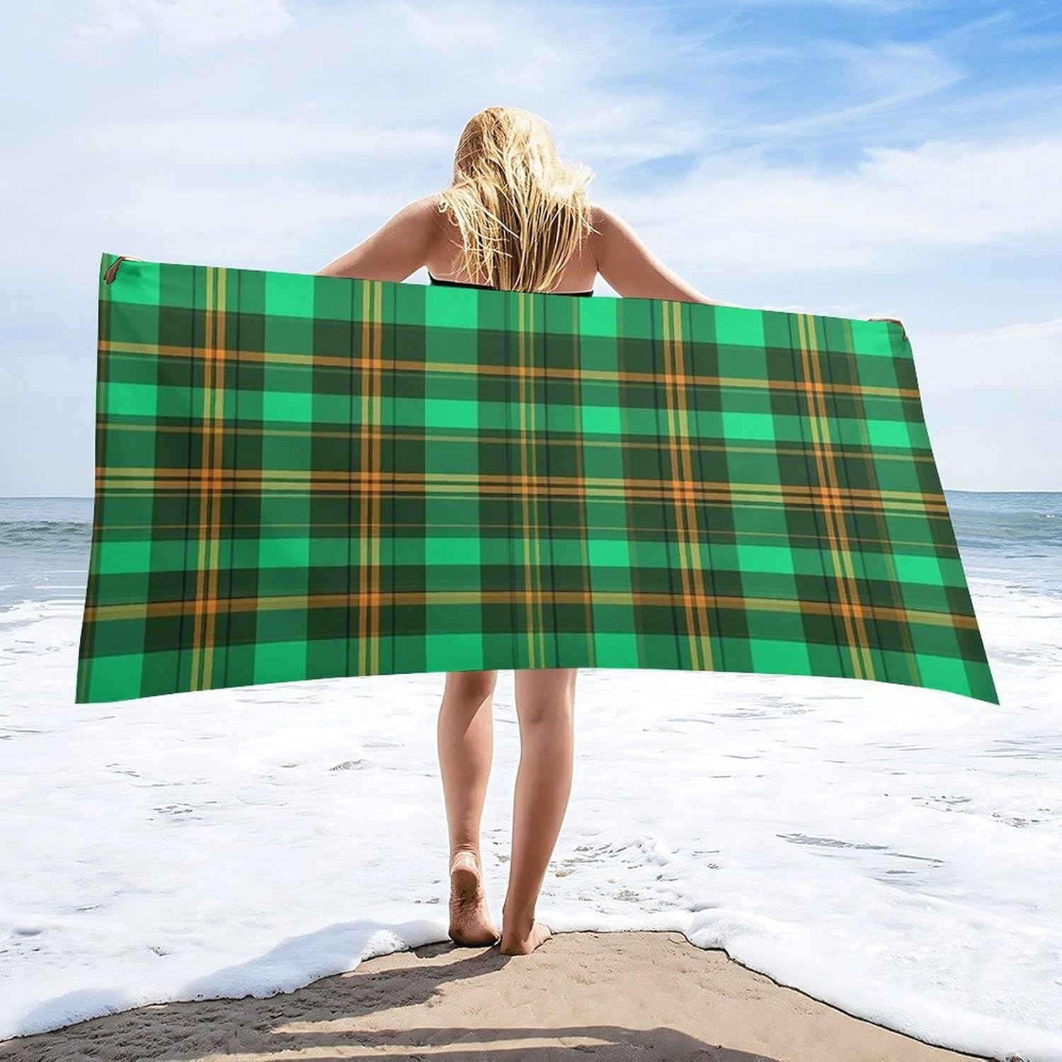4SEE Extra Large Scottish Plaid Bath Towel for Beach