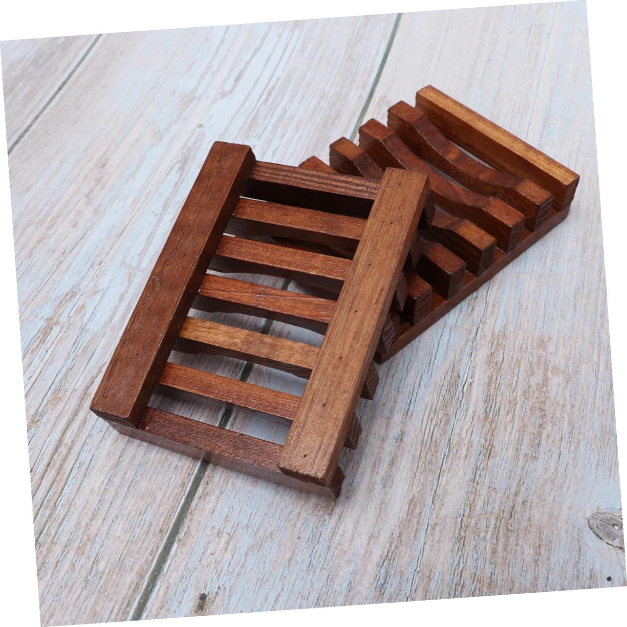 Set of 2 Handmade Wood Soap Dishes with Anti-Slip Design