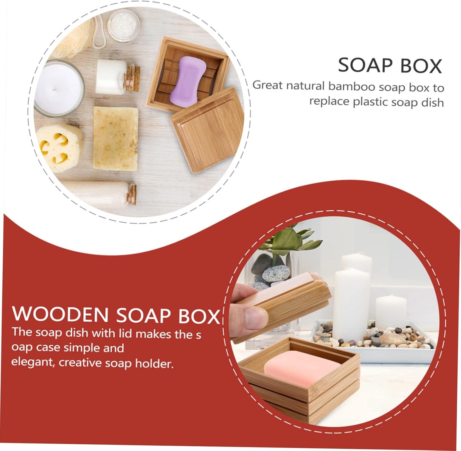 Cabilock Wooden Soap Dish with Lid Holder
