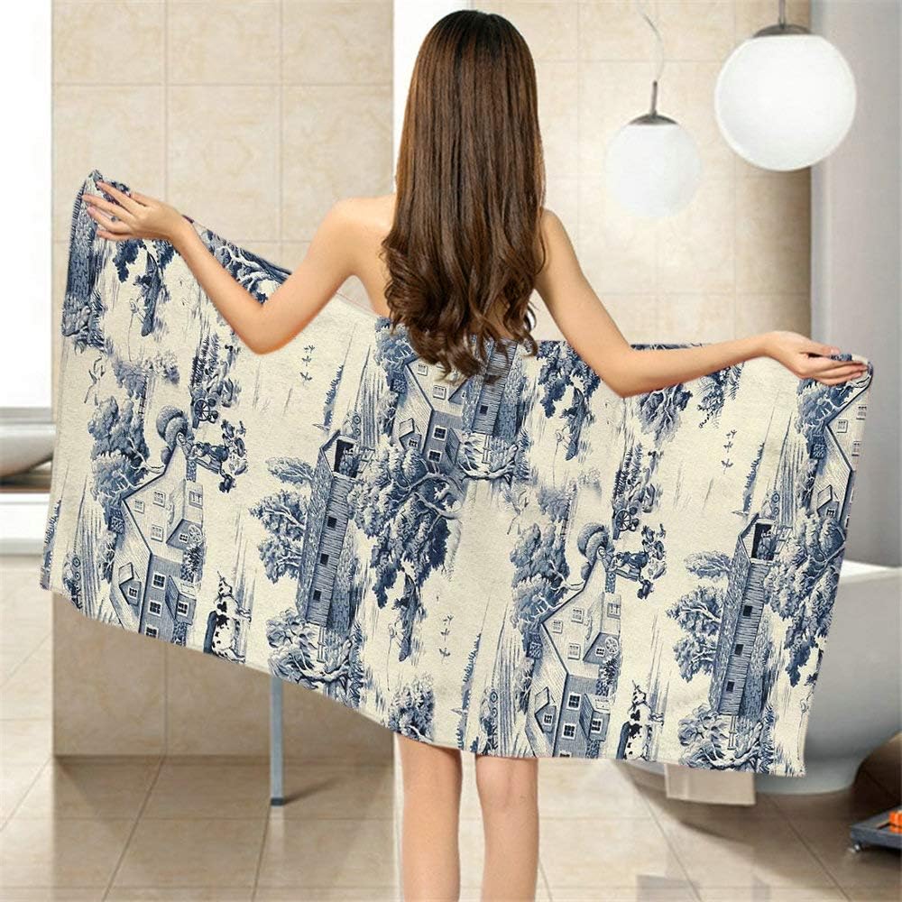 Moslion Unique Toile Pattern Bath Towel 64x32 Inches