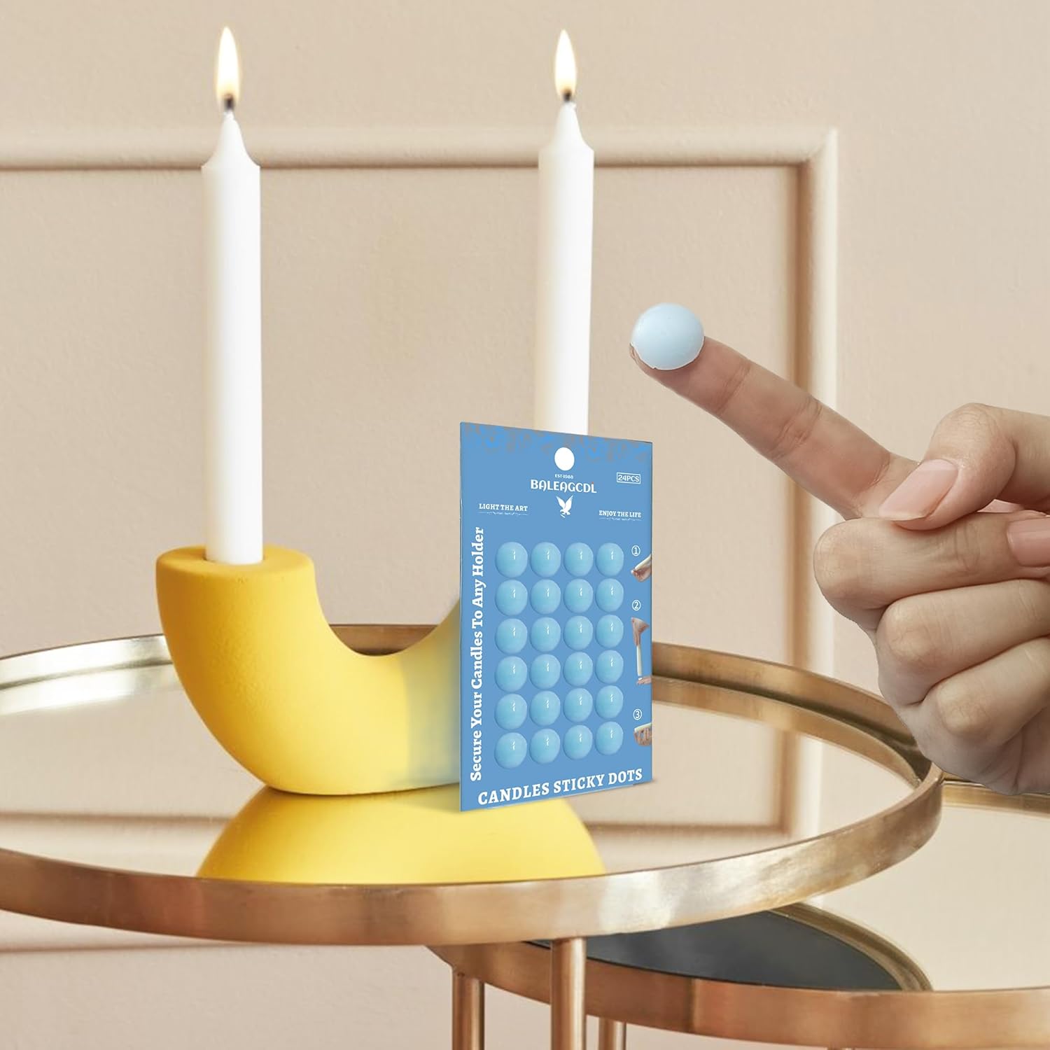 Candle Sticky Dots - Blue Wax Adhesive Dots for Taper Candles