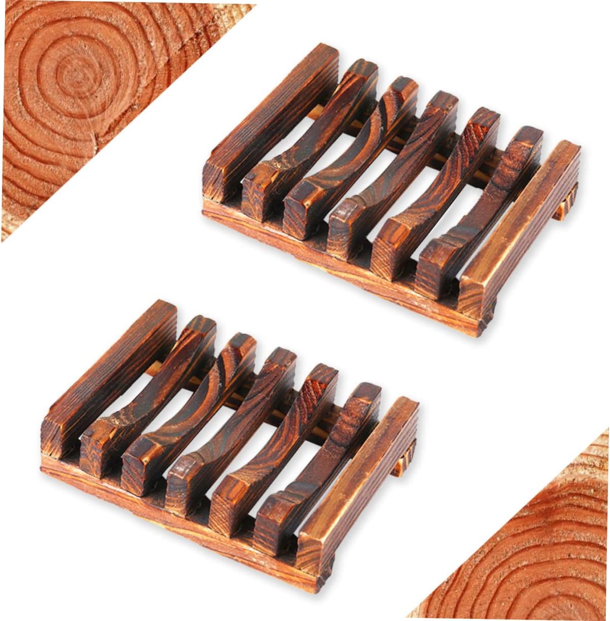 3pcs Wooden Soap Dish Classic Style Holder for Bathroom Kitchen