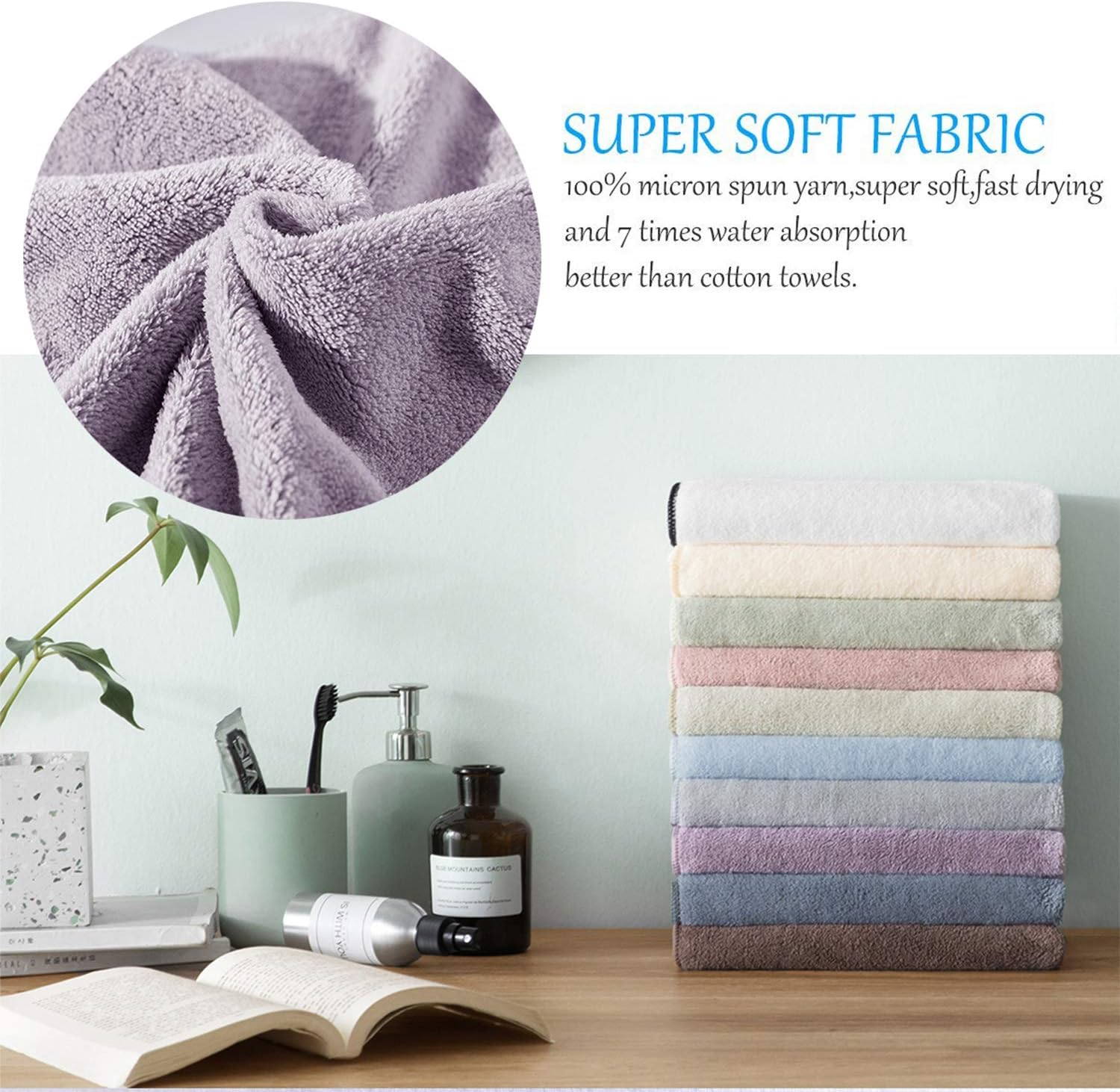 Xinrjojo Lavender Purple Microfiber Towel Set