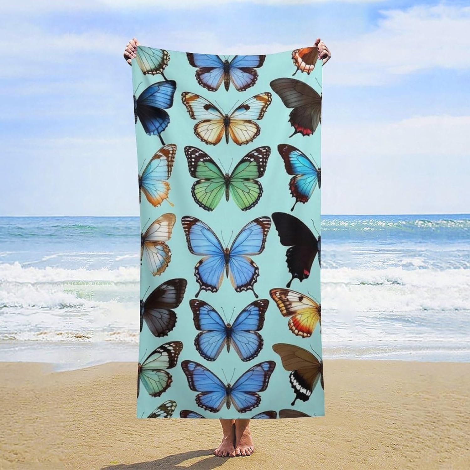 4SEE Plus Size Beach Towel - Gothic Black Butterflies Design