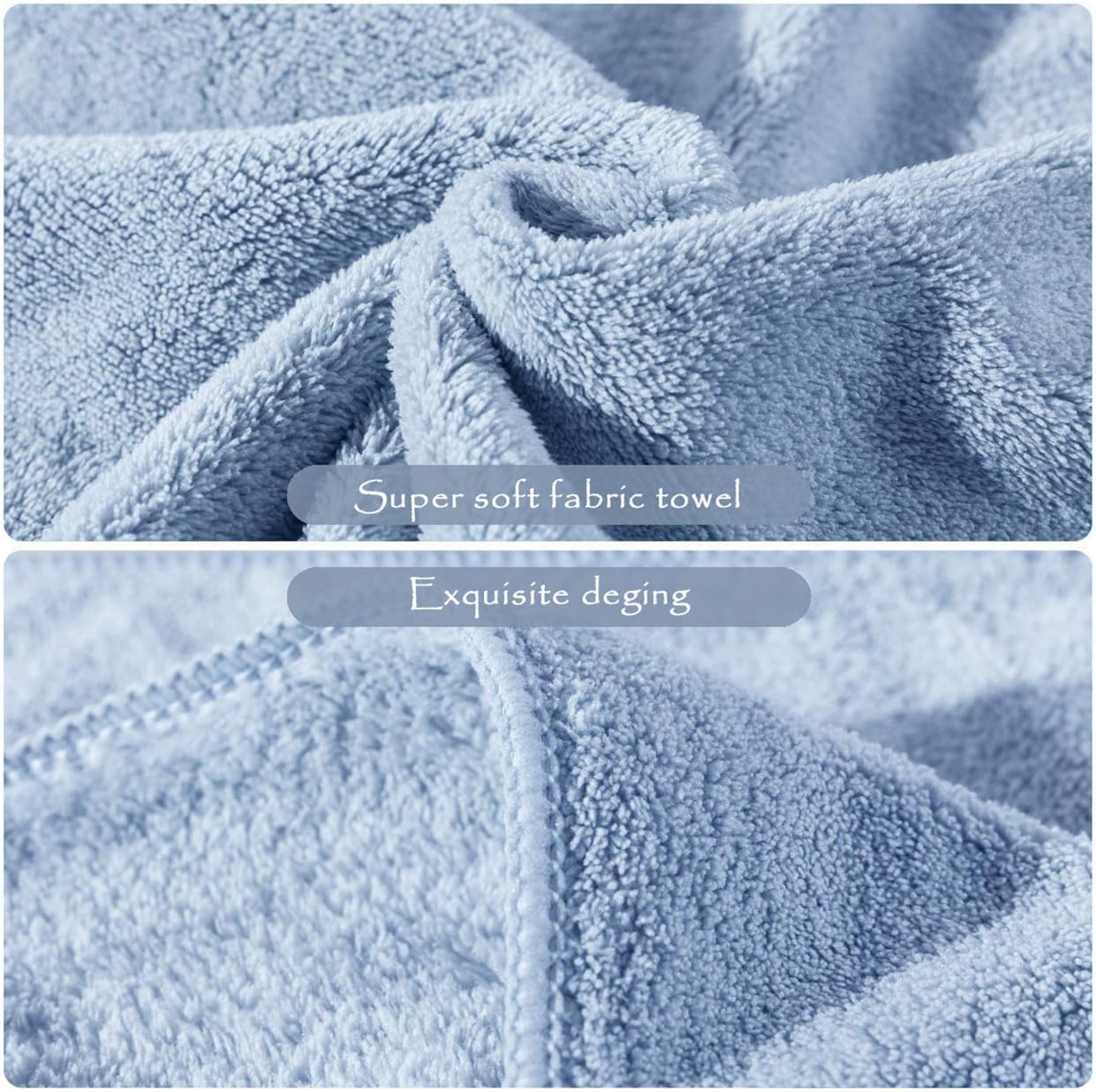 Xinrjojo 4 Piece Microfiber Towels Set - Sky Blue
