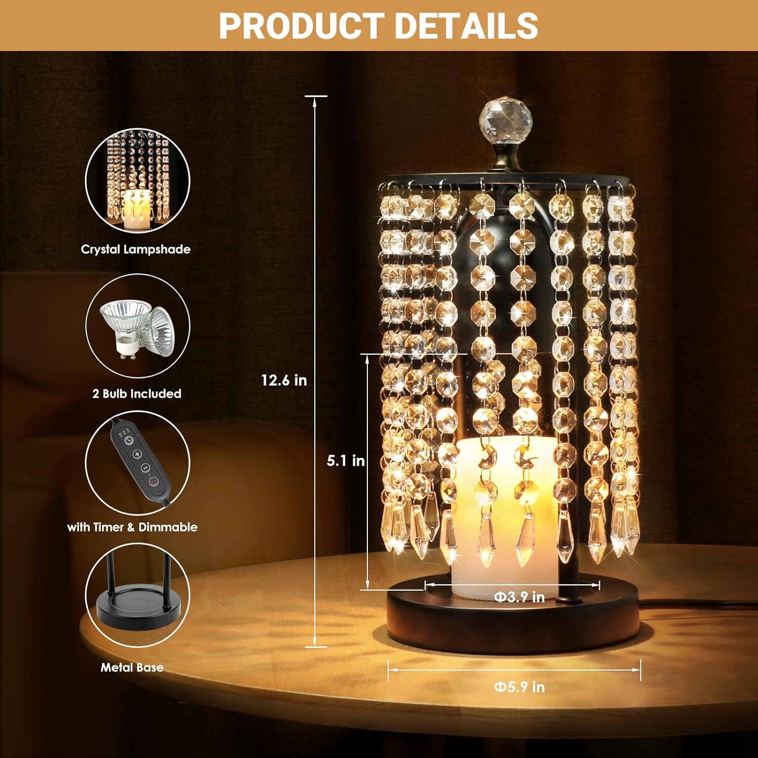 Candle Warmer Lamp with Timer and Dimmer