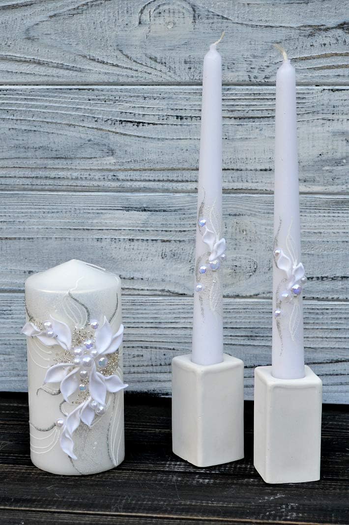 Magik Life Unity Candle Set - White 6 Pillar 2 Taper Candles