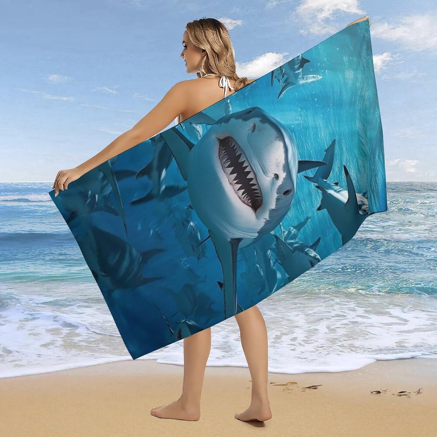 4SEE Oversize Sea Blue Beach Towel Set