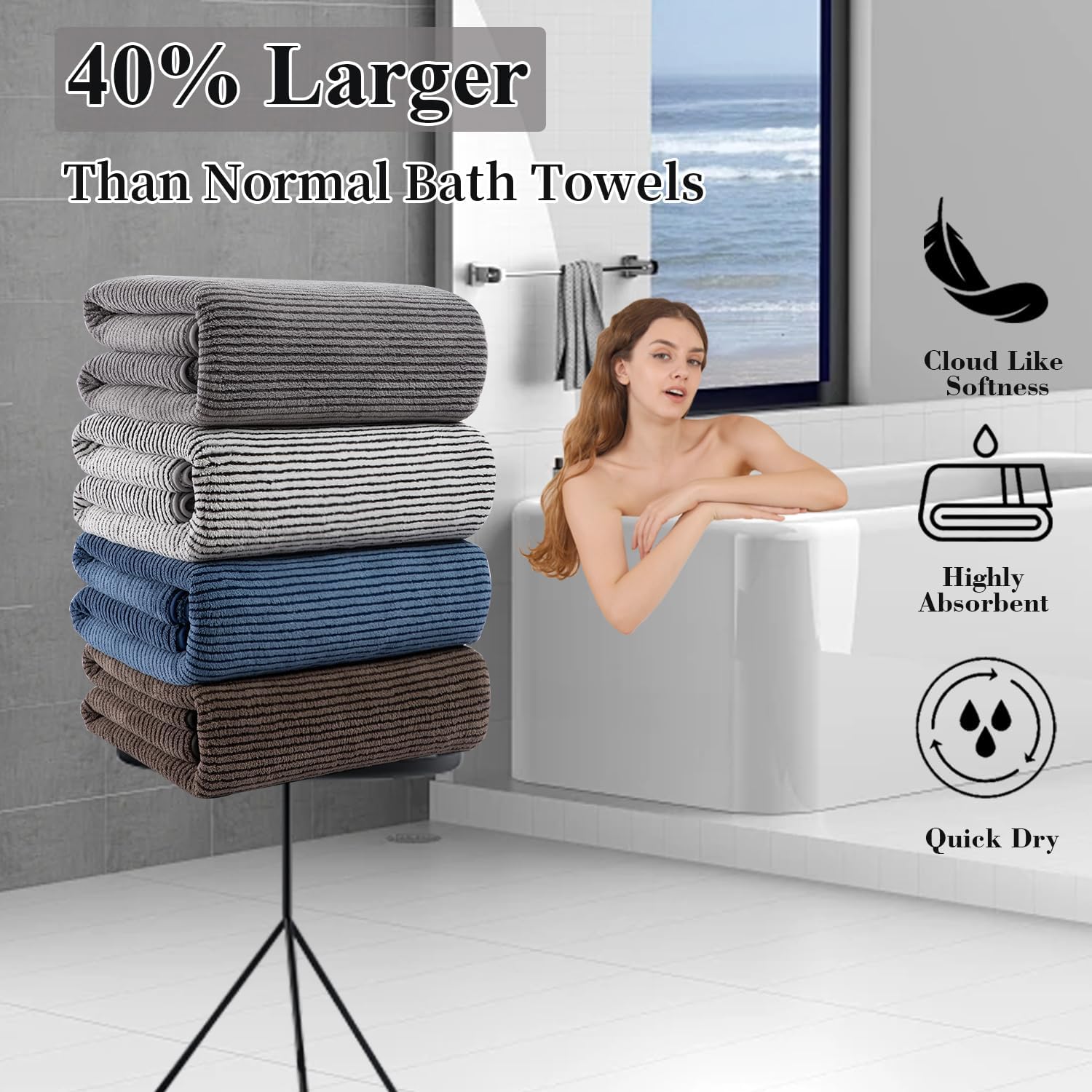 Jessy Home 4 Piece Bath Towel Set Brown