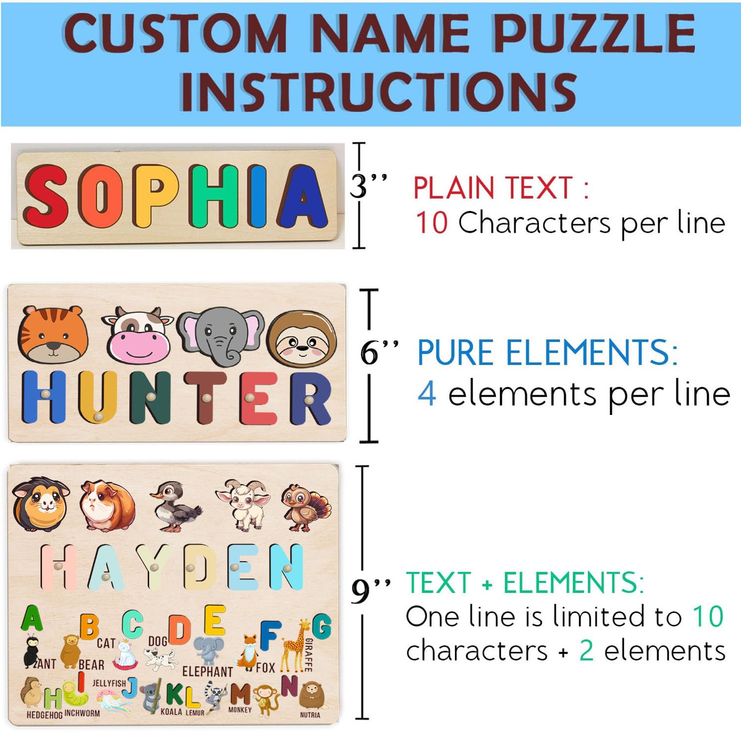 Personalized Wooden Name Puzzle for Toddlers 1-3 1