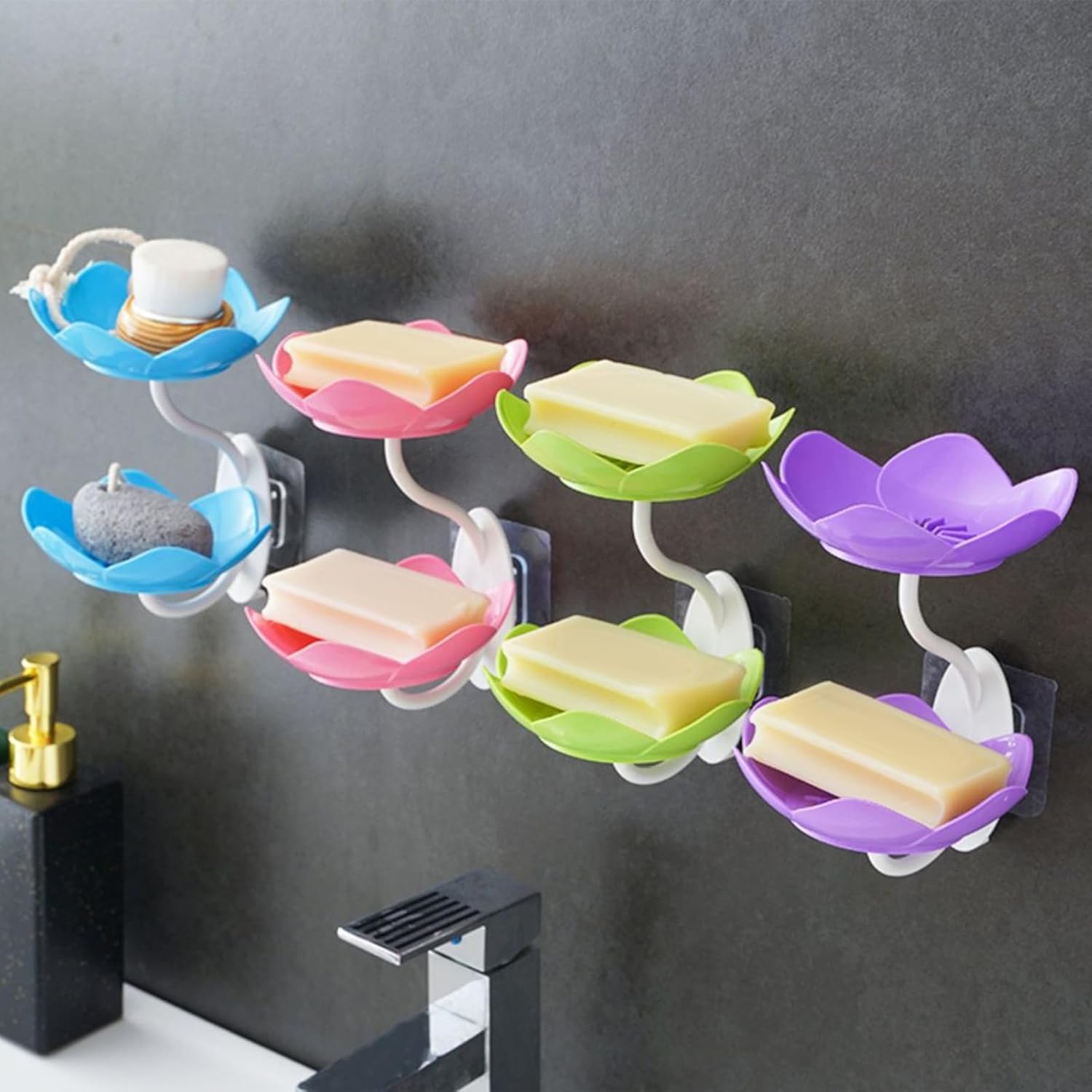Qinlenyan Bathroom Soap Holder with Suction Cup and Drainage