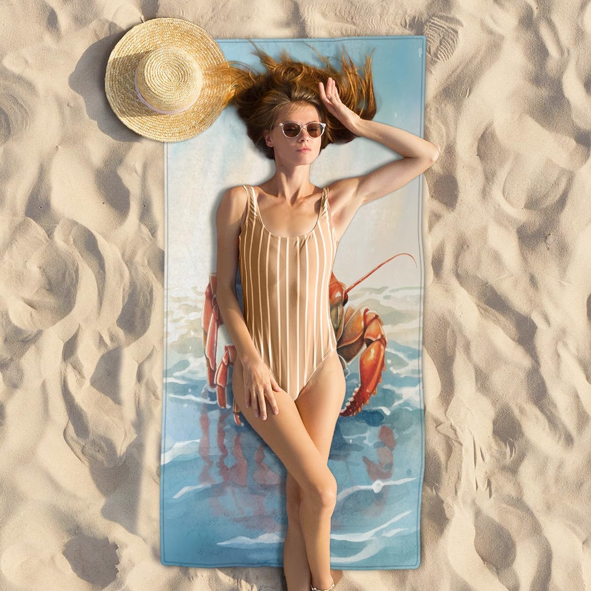 Kids Ocean Crab Oversized Quick Dry Beach Towel