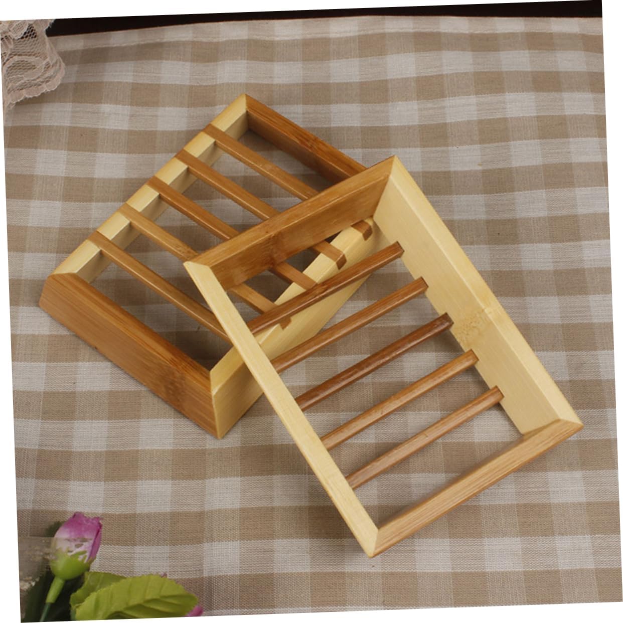 Alipis Natural Bamboo Soap Dish Storage Rack