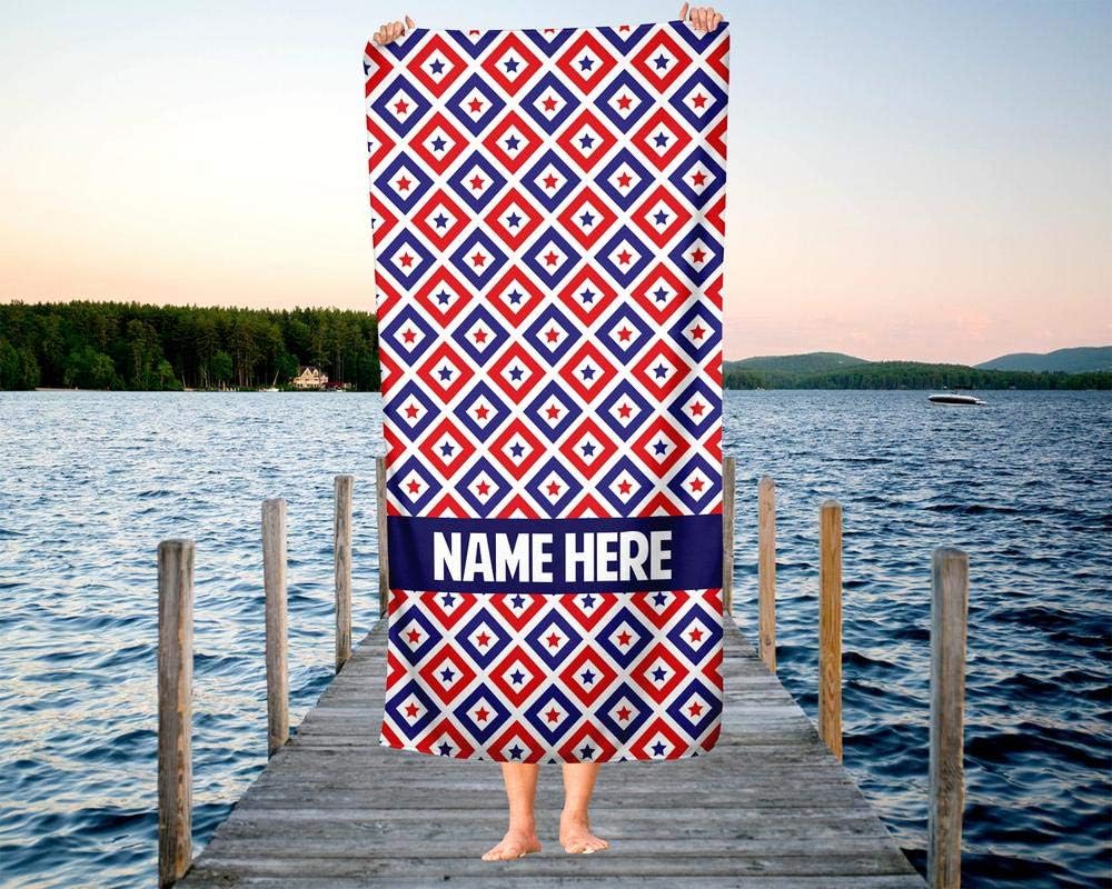 Extra Large Personalized Stars in Diamonds Towel for Kids and Adults