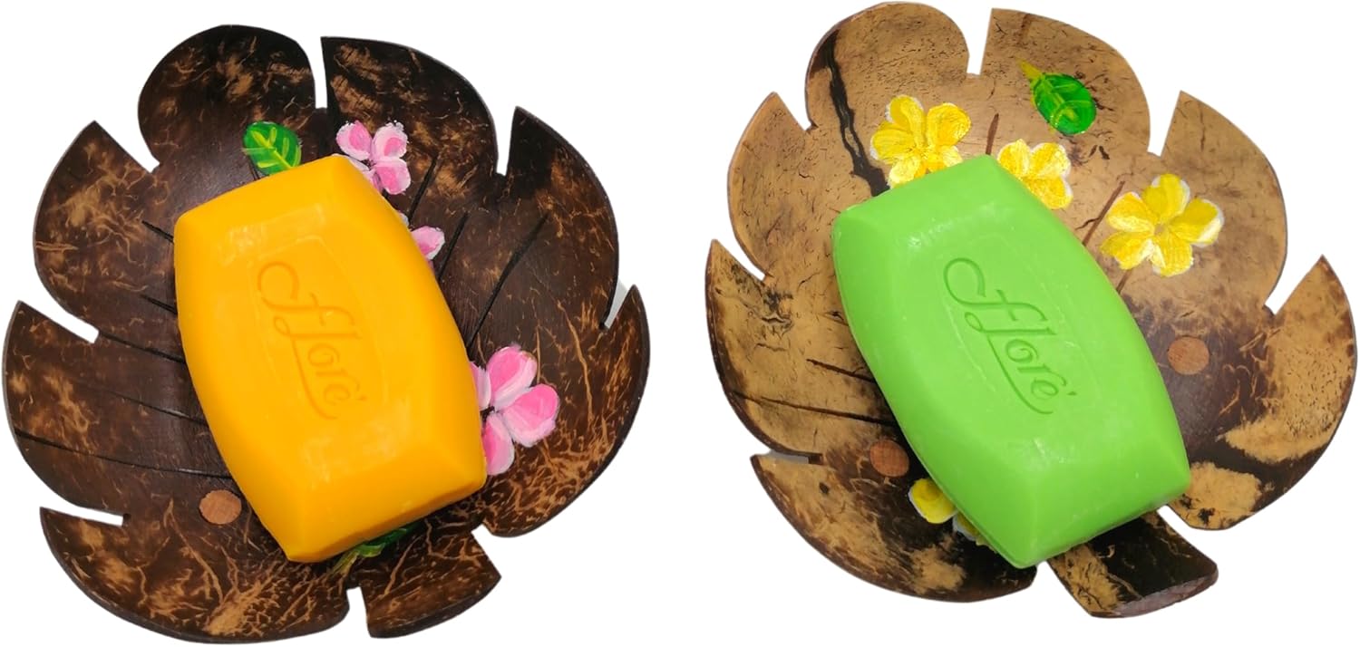 Coconut Shell Soap Dish Leaf Design 2 PCS