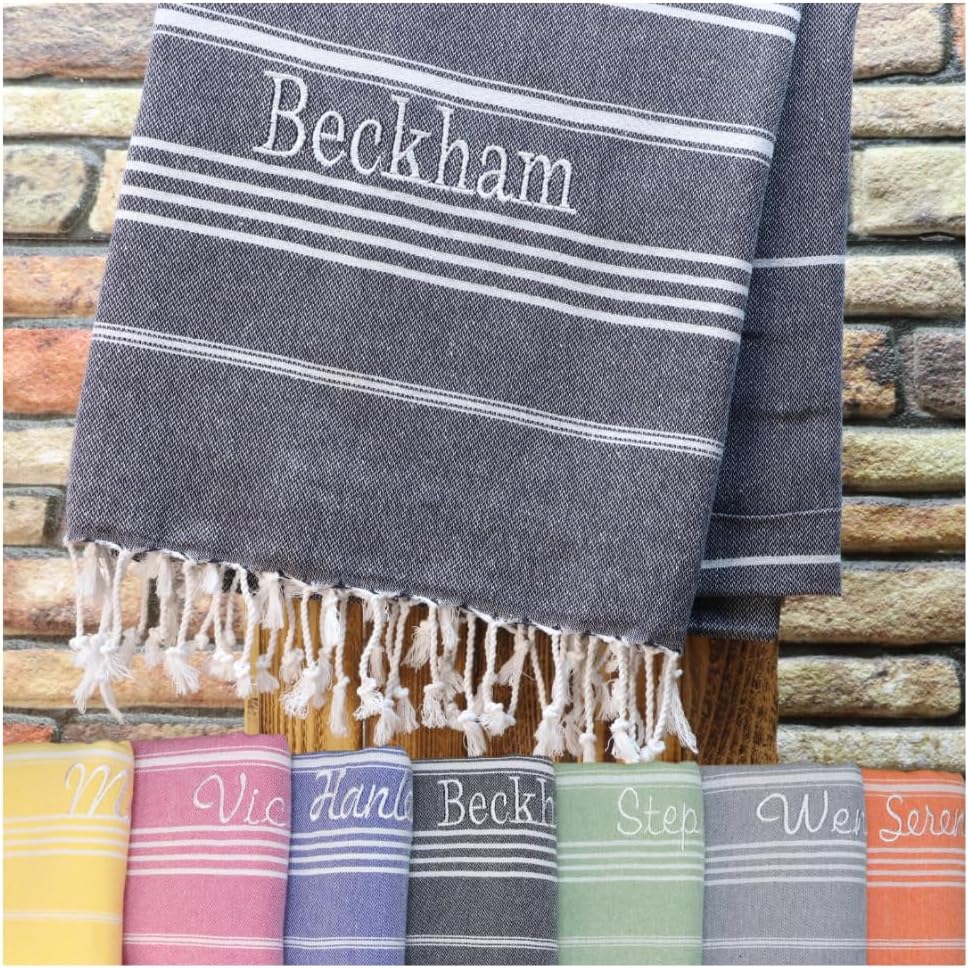 Personalized Beach Towel with Name Monogram Initials 1