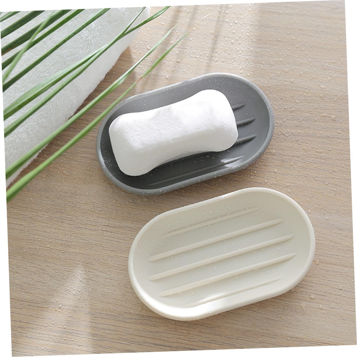 VOSAREA Oval Soap Dish Beige PP Material